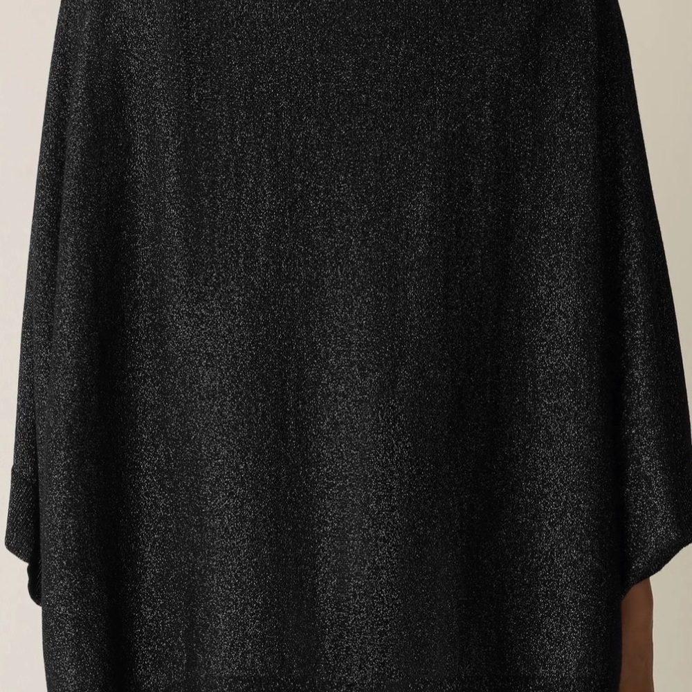 Eileen Fisher Black Shimmer Metallic Merino Wool Blend Wrap - Picture 4 of 8